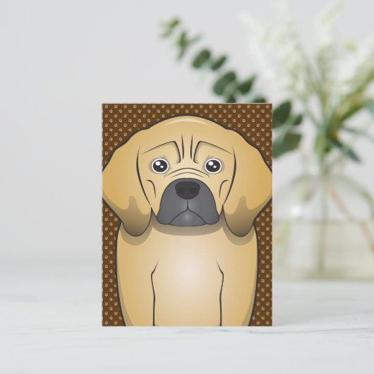 Puggle Dog Cartoon Paws Briefkaart (Staand voorkant)