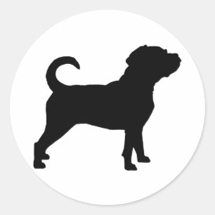 Puggle Dog Silhouet Ronde Sticker
