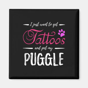 Puggle Hondenliefhebber Tattoo Shirt Funny Dog Mom Magneet