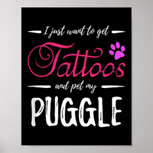 Puggle Hondenliefhebber Tattoo Shirt Funny Dog Mom Poster