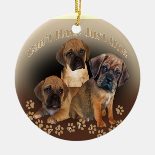 Puggle kan niet slechts één kerstversiering hebben keramisch ornament (Voorkant)