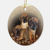 Puggle kan niet slechts één kerstversiering hebben keramisch ornament (Links)