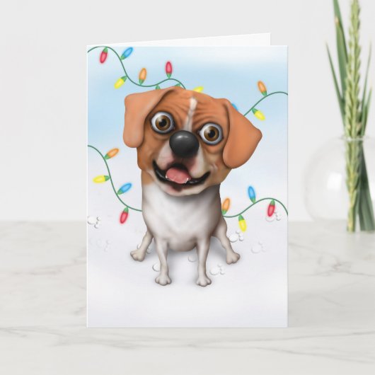 Puggle - Kerstkaart Feestdagen Kaart (Voorkant)