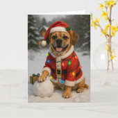 Puggle Kerstkaart Kaart (Gele Bloem)