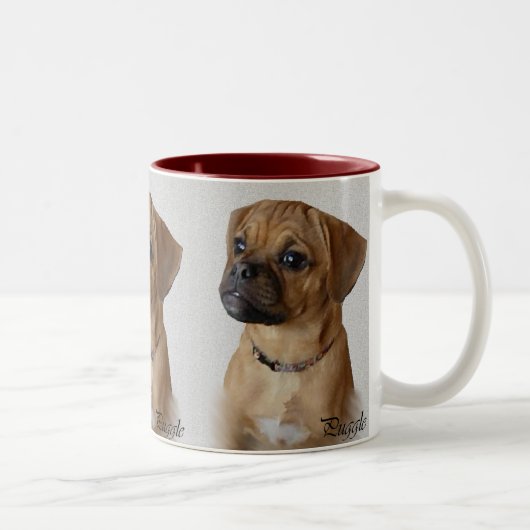 Puggle Lovers Gifts Tweekleurige Koffiemok (Rechts)