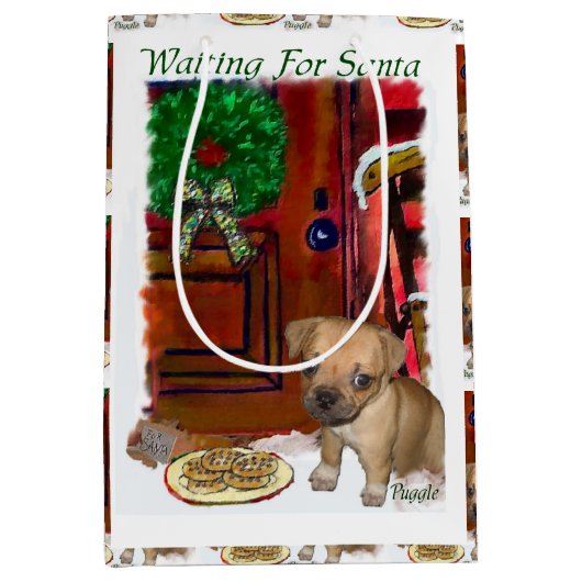 Puggle Lovers Kerstmis Medium Cadeauzakje (Voorkant)