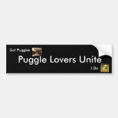 Puggle Lovers Unite Bumpersticker (Voorkant)