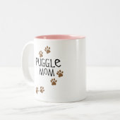 Puggle mama tweekleurige koffiemok (Voorkant links)