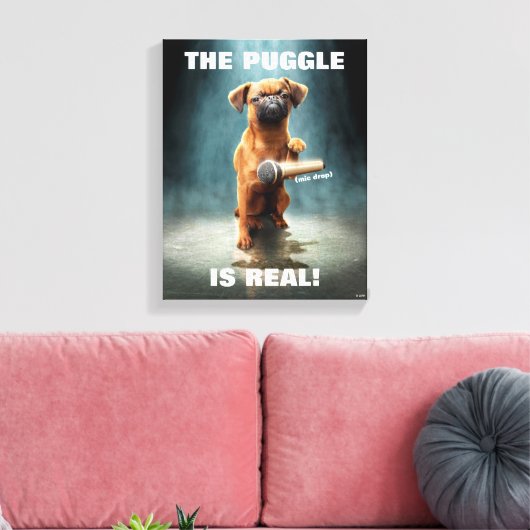 Puggle Mic Drop Canvas Afdruk (Insitu (Woonkamer))