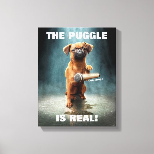 Puggle Mic Drop Canvas Afdruk (Voorkant)
