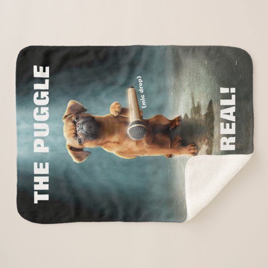 Puggle Mic Drop Sherpa Deken (Voorkant (horizontaal))