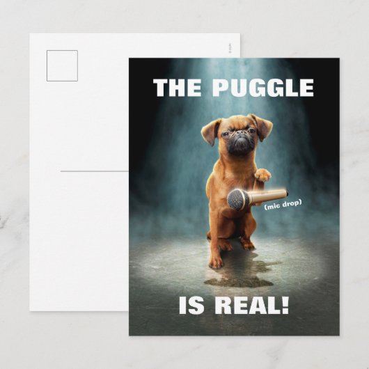Puggle Mic Drop Uitnodiging Briefkaart (Voorkant / Achterkant)
