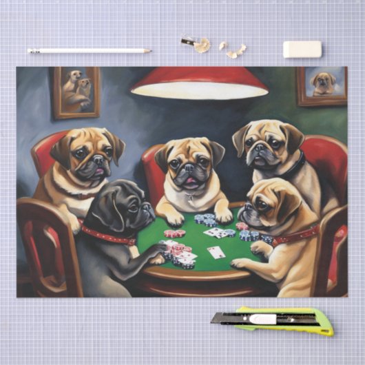 Puggle Poker Party Decoupage Papier (Craft)
