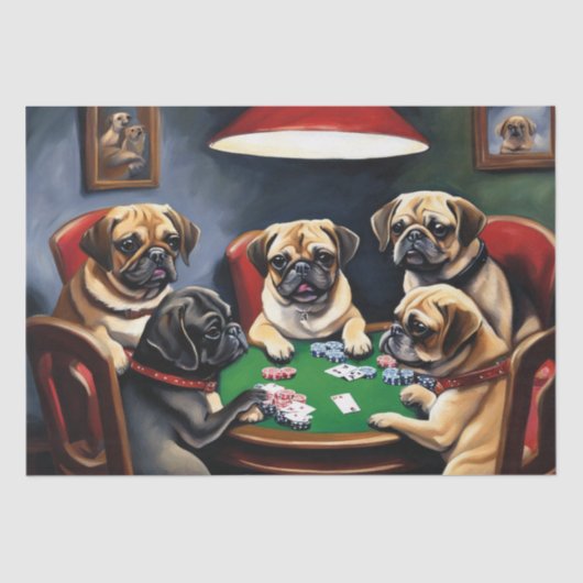Puggle Poker Party Decoupage Papier (Voorkant)