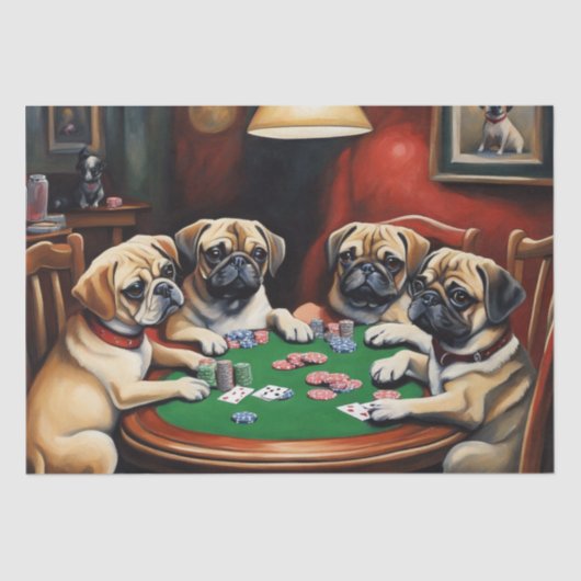 Puggle Poker Party Decoupage Papier (Voorkant)