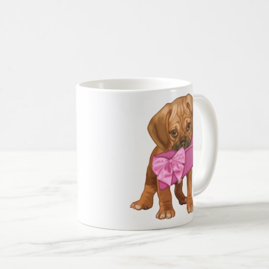 Puggle puppy and bow koffiemok (Voorkant rechts)