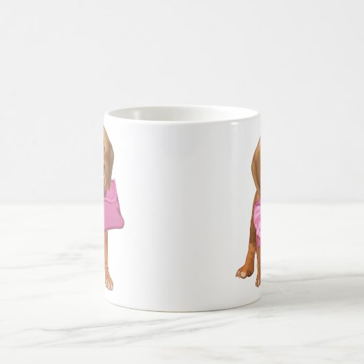 Puggle puppy and bow koffiemok (Center)