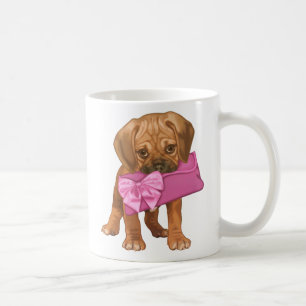 Puggle puppy and bow koffiemok