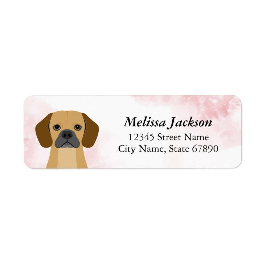 Puggle retouradreslabels etiket (Voorkant)