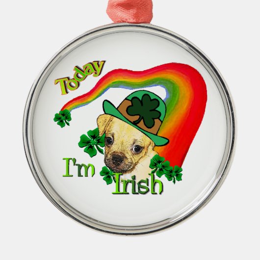 Puggle St. Patrick's Day Metalen Ornament (Voorkant)