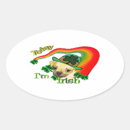 Puggle St Patricks Day Ovale Sticker