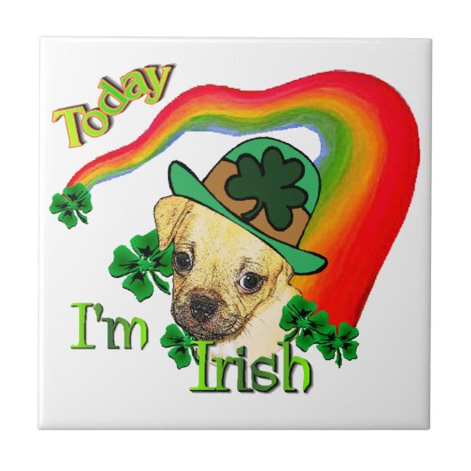Puggle St Patricks Day Tegeltje (Voorkant)