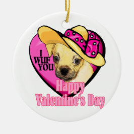 Puggle Valentijnsdag Keramisch Ornament