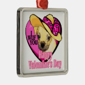 Puggle Valentijnsdag Metalen Ornament (Rechts)