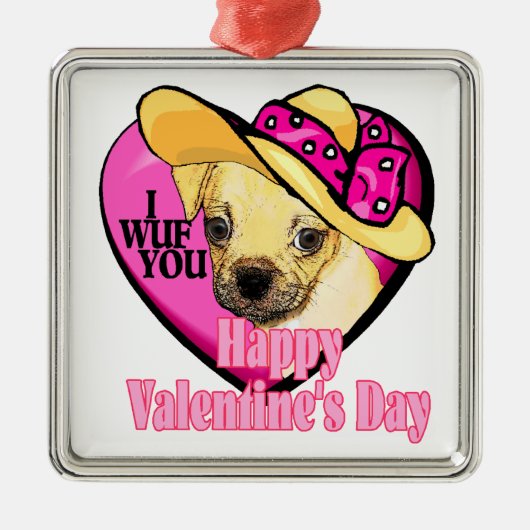 Puggle Valentijnsdag Metalen Ornament (Voorkant)