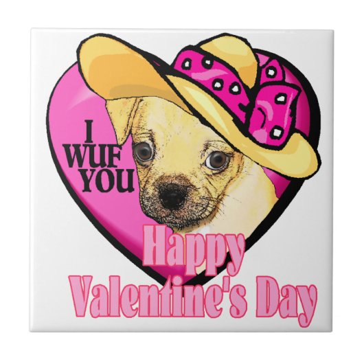 Puggle Valentijnsdag Tegeltje (Voorkant)