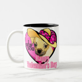 Puggle Valentijnsdag Tweekleurige Koffiemok