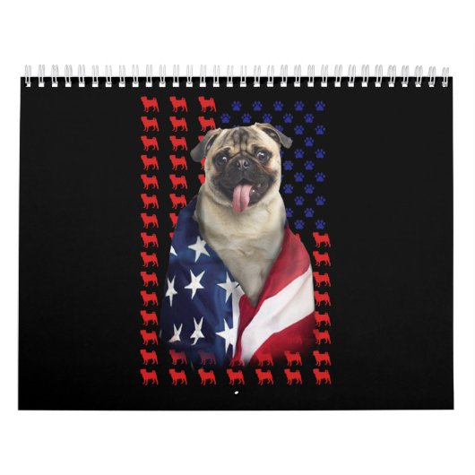 Puggy Amerikaanse vlag Kalender (Hoes)