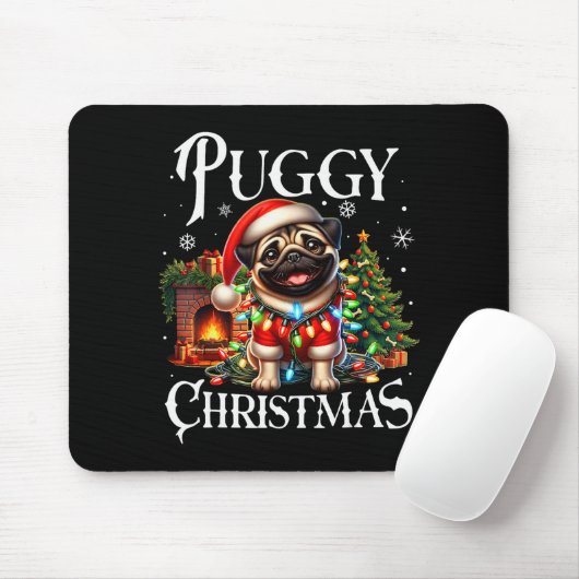Puggy Christmas Pug Xmas Pug Santa Claus Pug Muismat (Met muis)