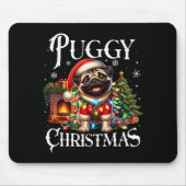 Puggy Christmas Pug Xmas Pug Santa Claus Pug Muismat (Voorkant)