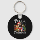 Puggy Christmas Pug Xmas Pug Santa Claus Pug  Sleutelhanger (Voorkant)