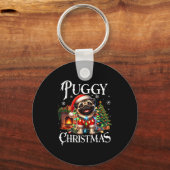 Puggy Christmas Pug Xmas Pug Santa Claus Pug Sleutelhanger (Voorkant)