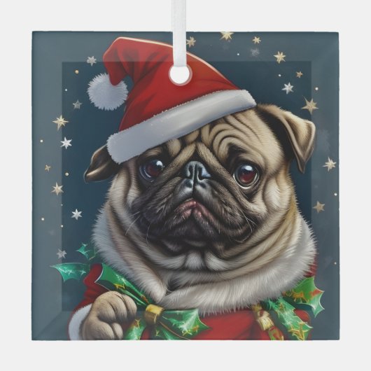Puggy Claus Collectie Glas Ornament (Voorkant)