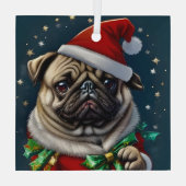 Puggy Claus Collectie Glas Ornament (Achterkant)