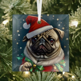 Puggy Claus Collectie Glas Ornament
