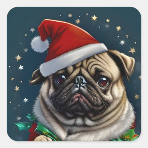 Puggy Claus Collectie Vierkante Sticker