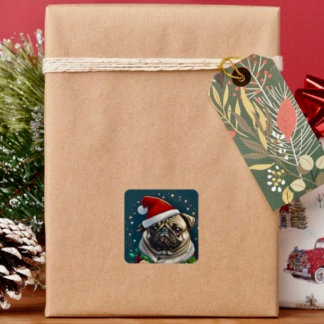 Puggy Claus Collectie Vierkante Sticker