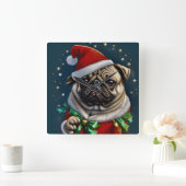 Puggy Claus Collection Vierkante Klok (Huis)
