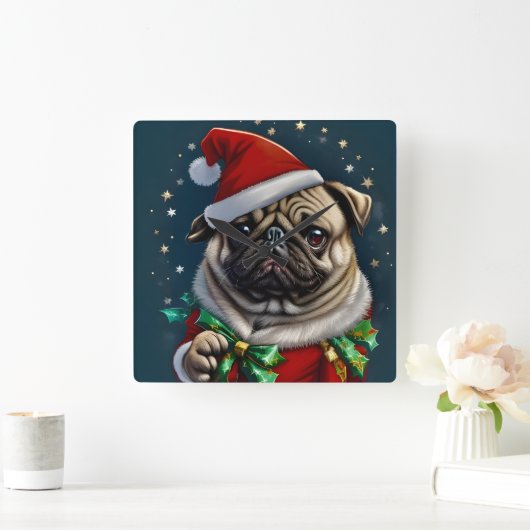 Puggy Claus Collection Vierkante Klok (Huis)