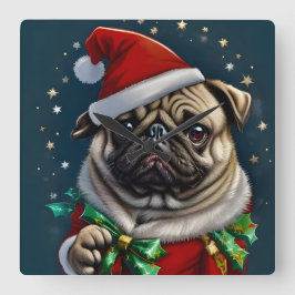 Puggy Claus Collection Vierkante Klok