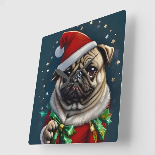 Puggy Claus Collection Vierkante Klok (Hoek)