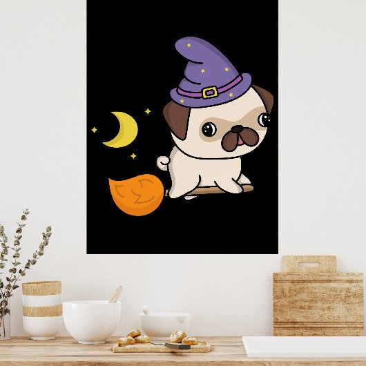 Puggy Heksenposter Poster (Keuken)