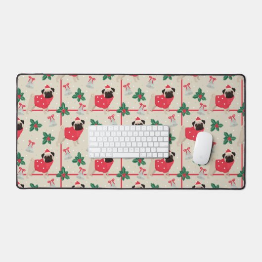Puggy Kerst Desk Mat (Keyboard & Muis)