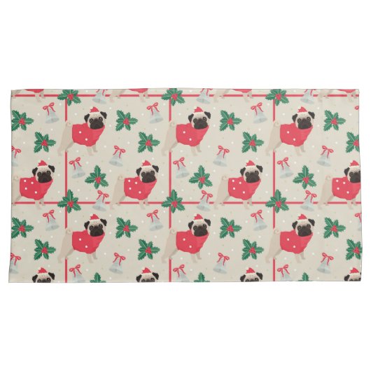 Puggy-kerst-piloten Kussensloop (Voorkant-Rechts)