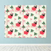 Puggy kerstcanvas afdrukken (Insitu (Houten vloer))