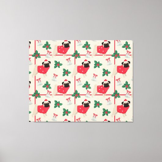 Puggy kerstcanvas afdrukken (Voorkant)